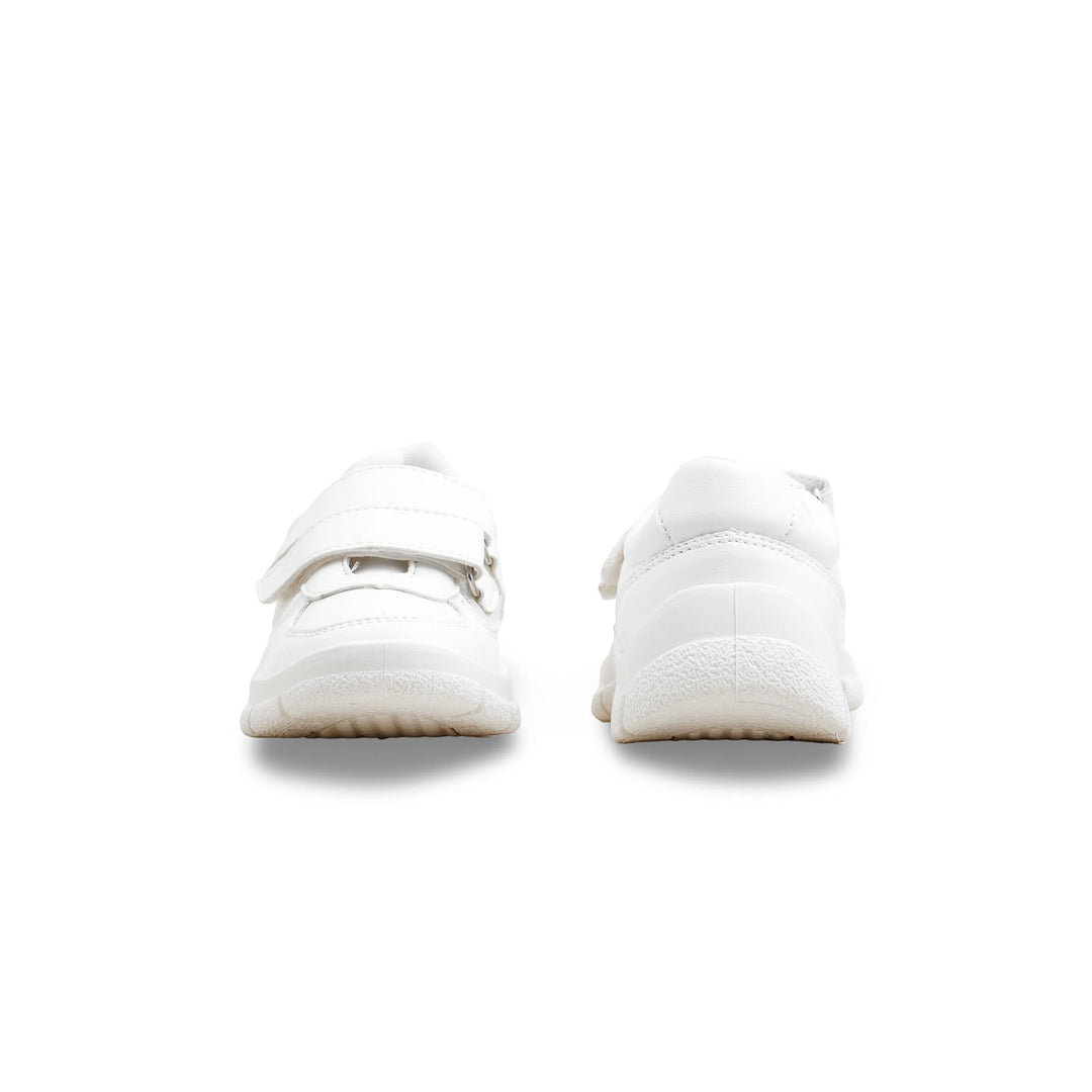 Boys White Dual Strap Schools Shoes SK1107