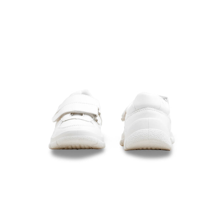 Boys White Dual Strap Schools Shoes SK1107