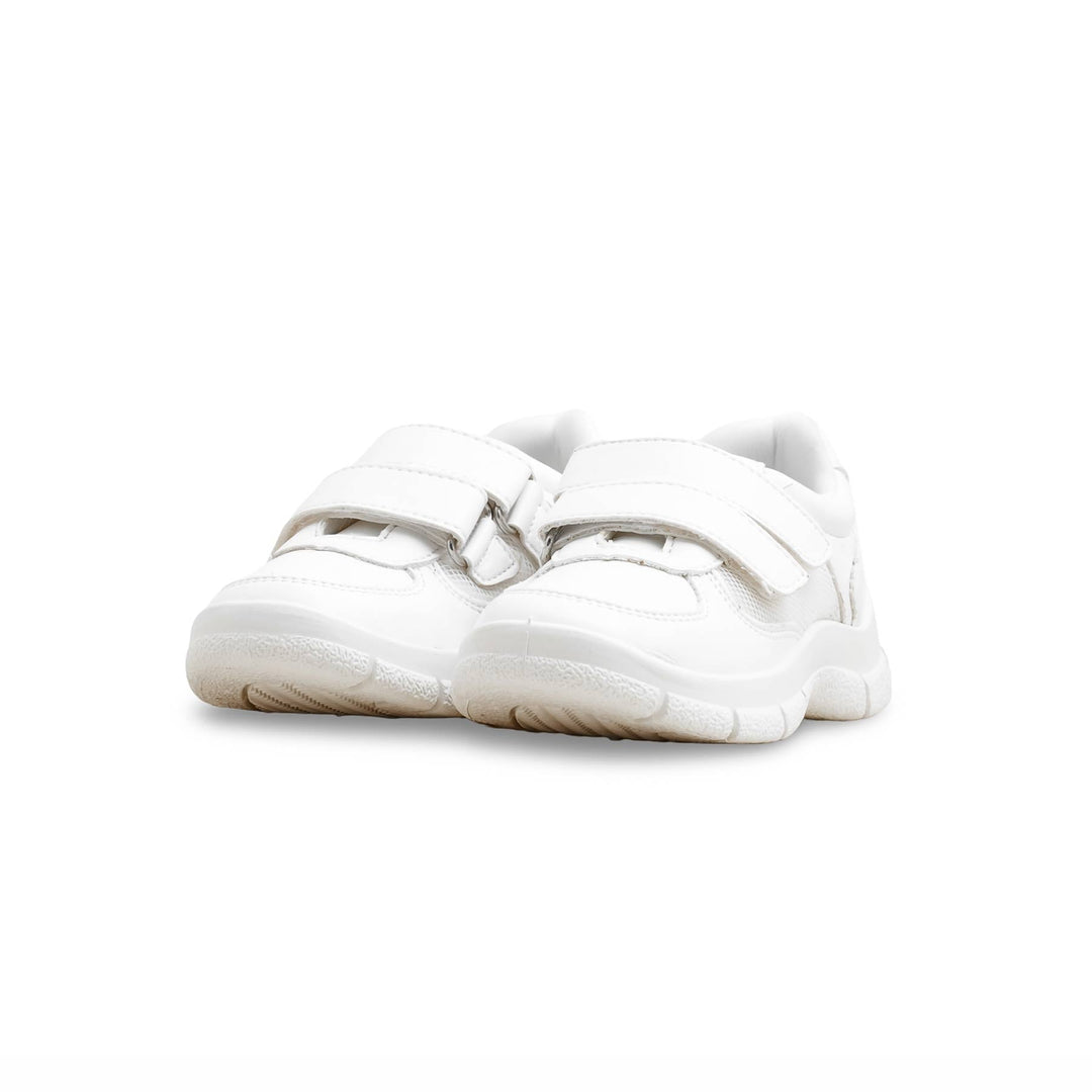 Boys White Dual Strap Schools Shoes SK1107