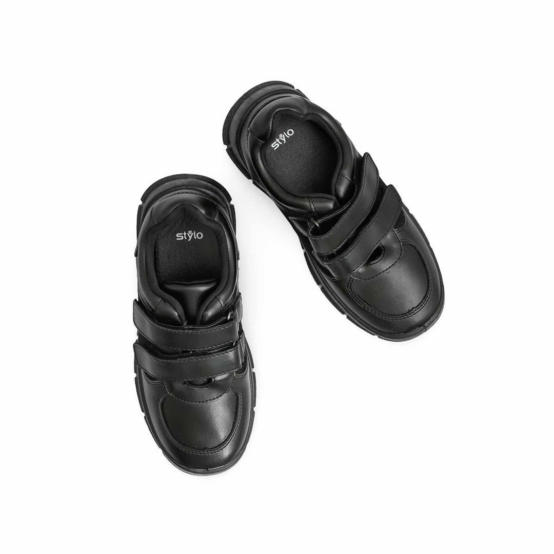 Boys Black Dual Strap School Shoes SK1108