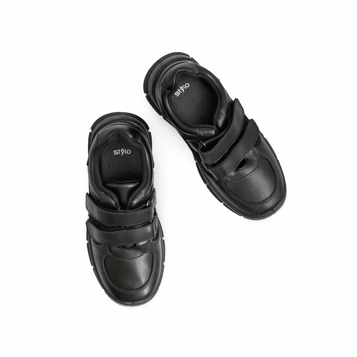 Boys Black Dual Strap School Shoes SK1108