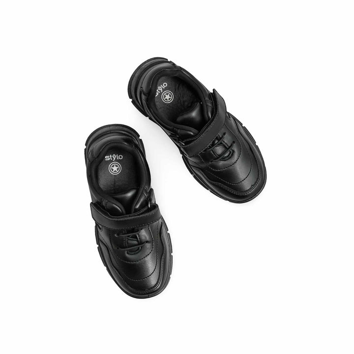 Boys Black Velcro Strap School Shoes SK1109