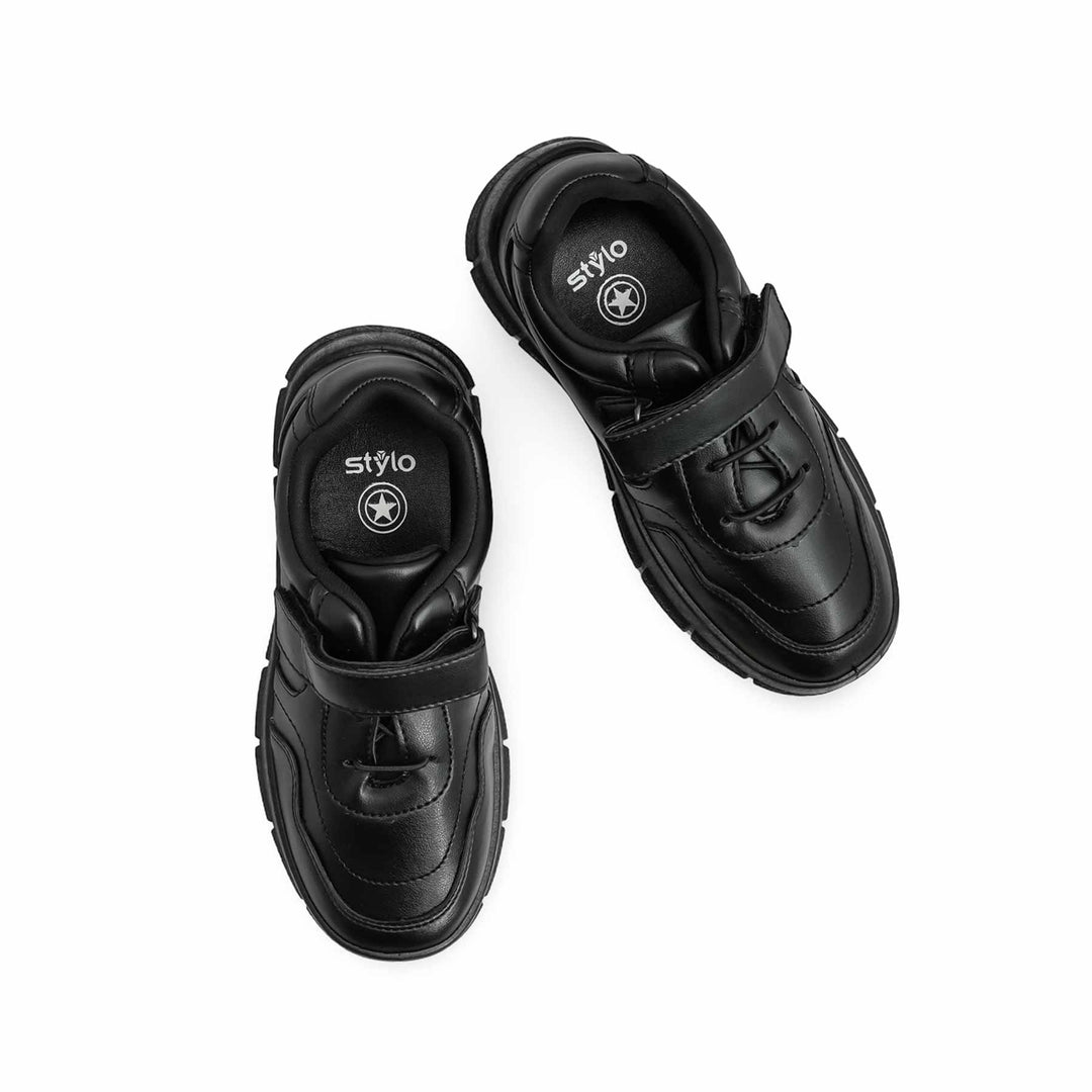 Boys Black Velcro Strap School Shoes SK1110
