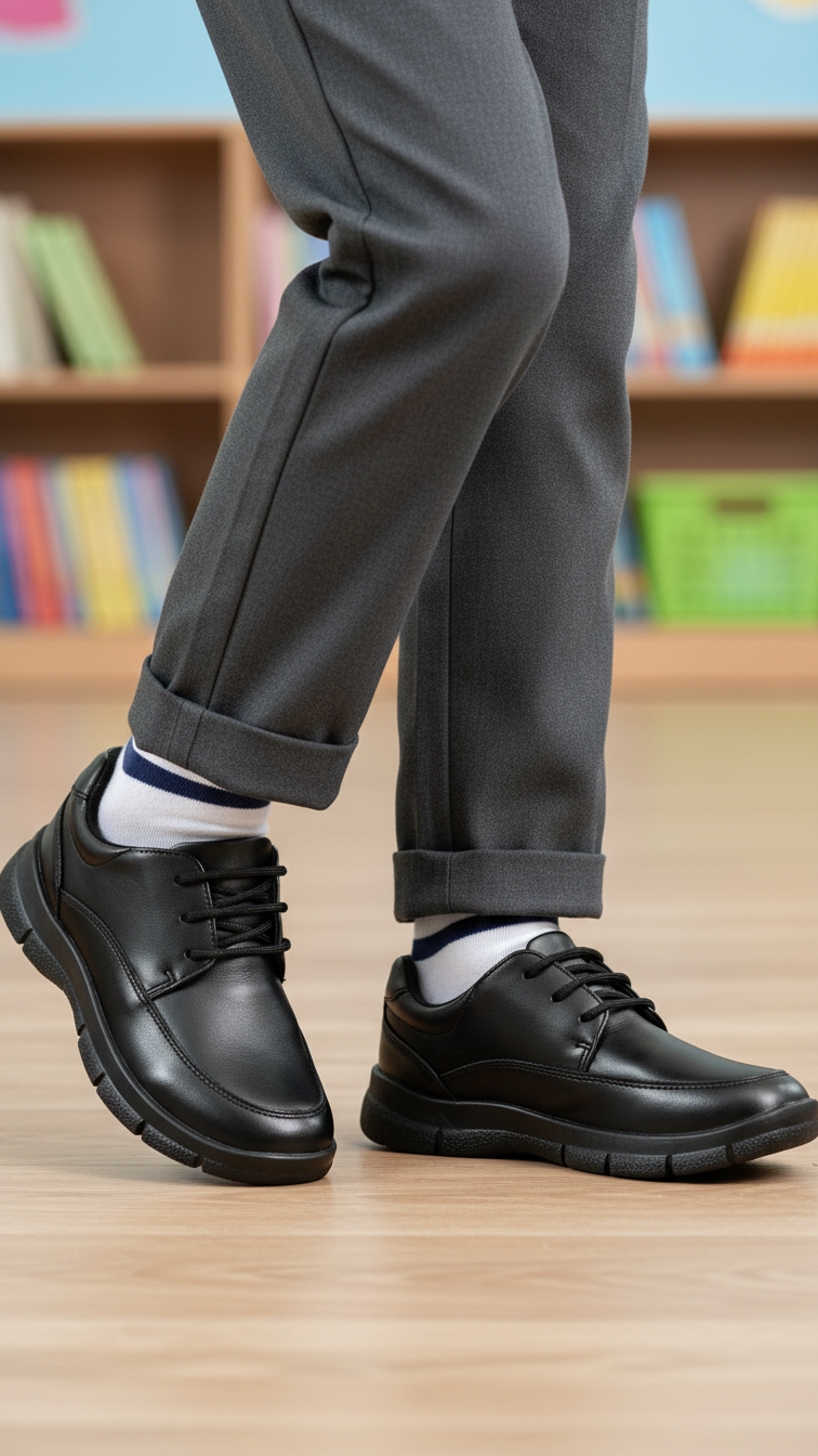 Boys Black Lace Up School Shoes SK1114