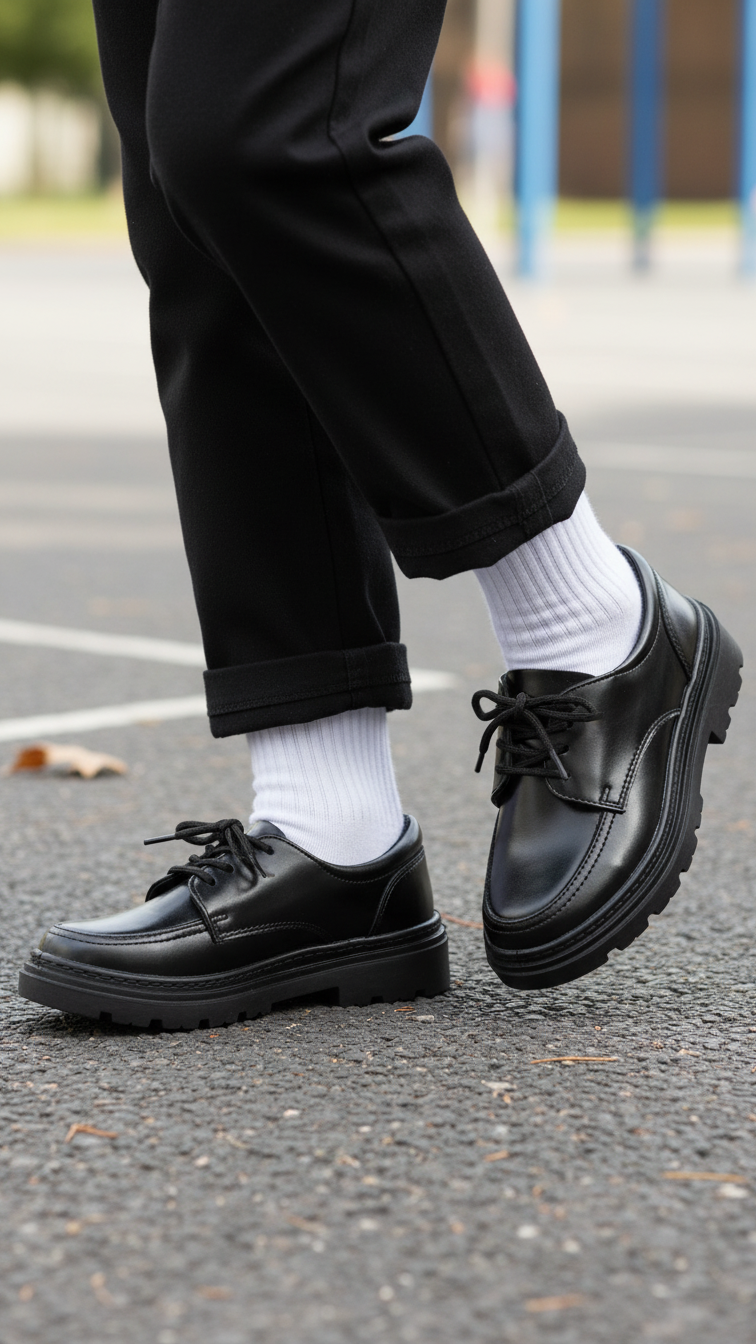 Boys Black Lace Up School Shoes SK1115