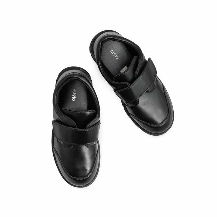 Boys Black Velcro Strap School Shoes SK1117