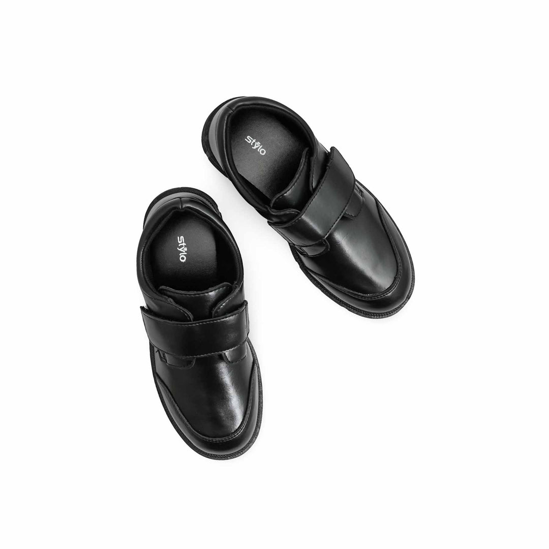 Boys Black Velcro Strap School Shoes SK1118