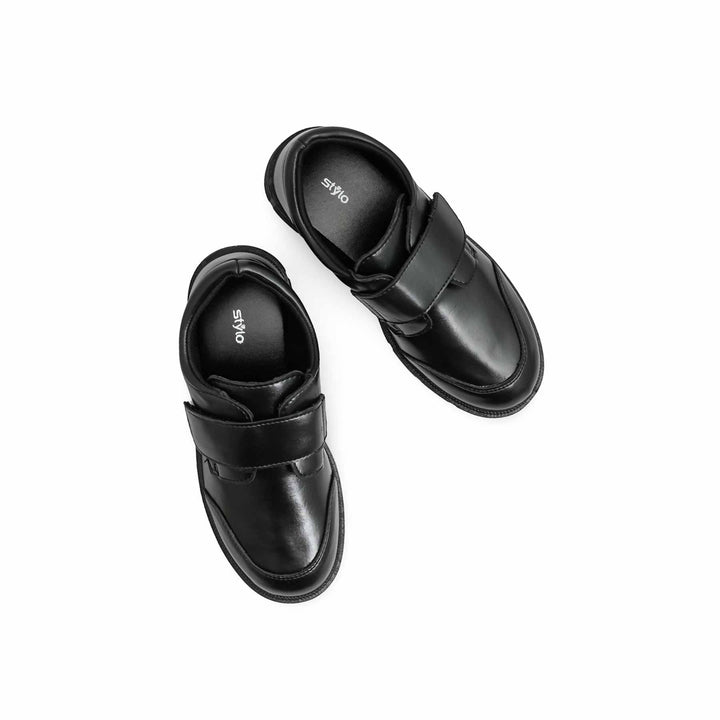 Boys Black Velcro Strap School Shoes SK1118