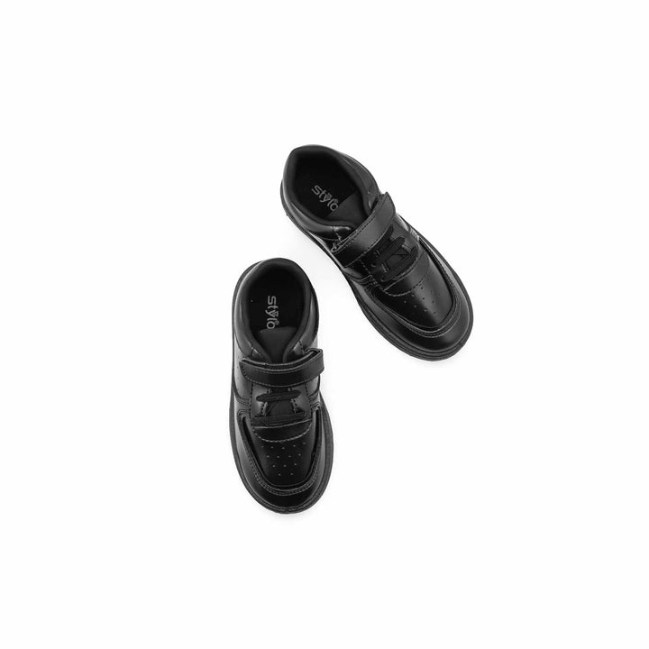 Boys Black Velcro Strap School Shoes SK1122