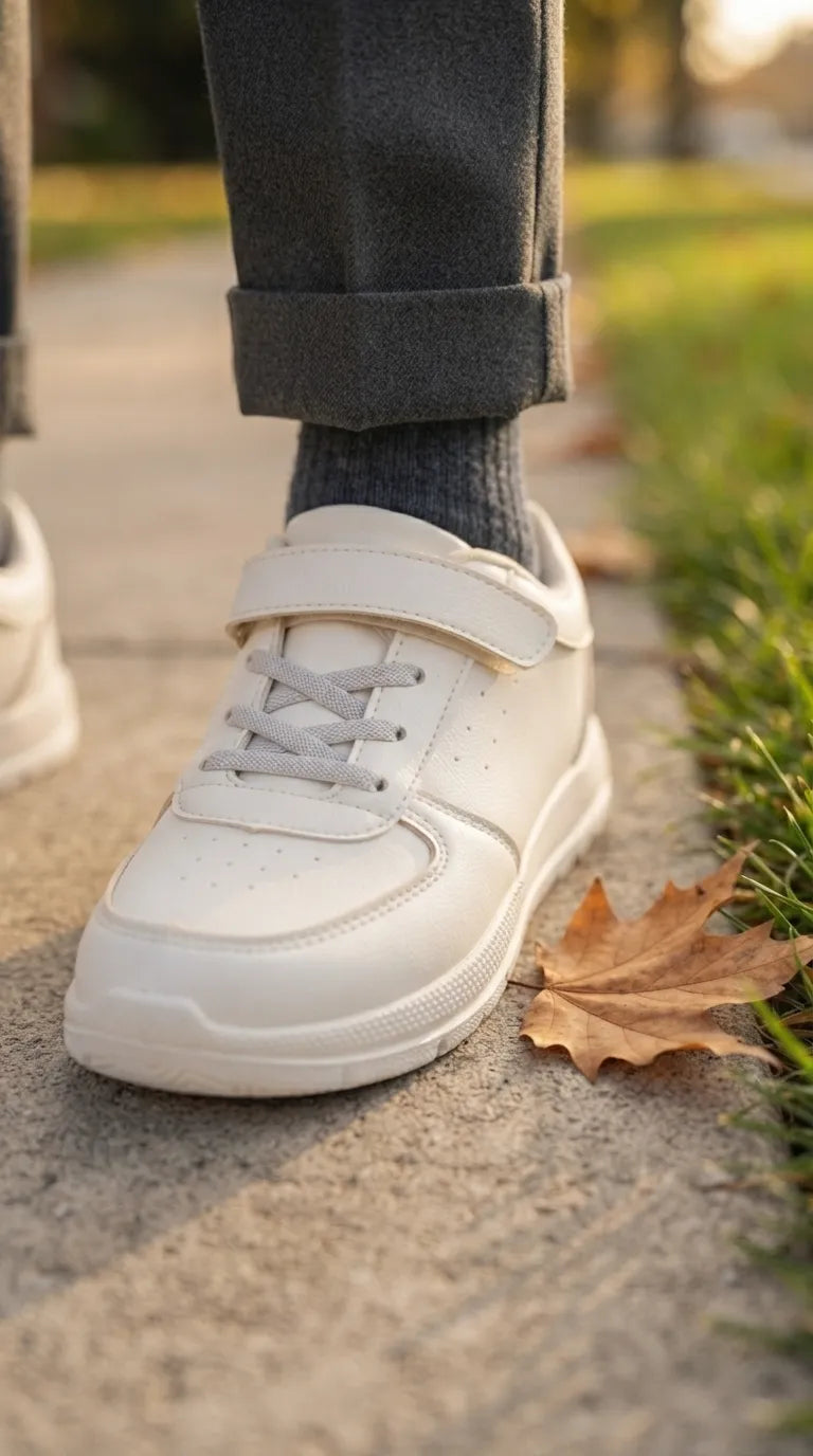 Boys White Sports School Shoes SK1123