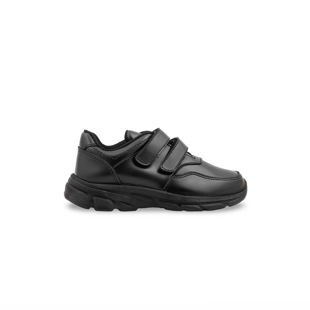 Boys Black Dual Strap School Shoes SK1124