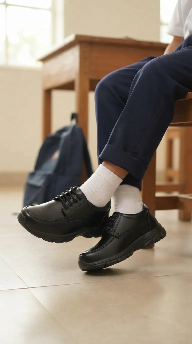 Boys Black Lace Up School Shoes SK1125