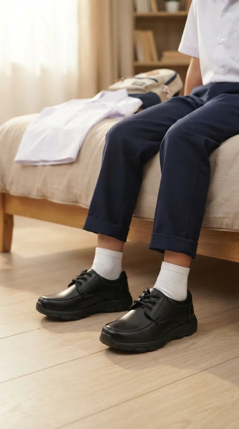 Boys Black Lace Up School Shoes SK1125