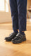 Boys Black Dual Strap School Shoes SK1132
