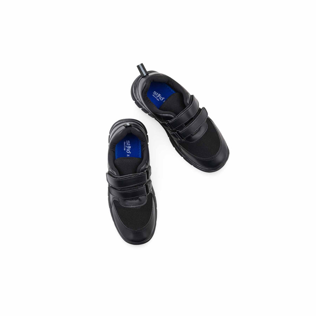 Boys Black Dual Strap School Shoes SK1139