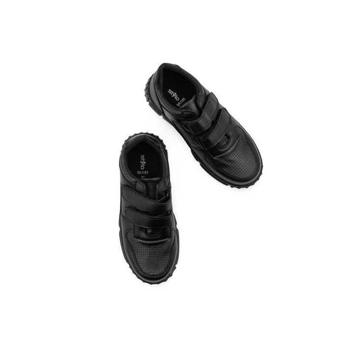 Boys Black Dual Strap School Shoes SK1151