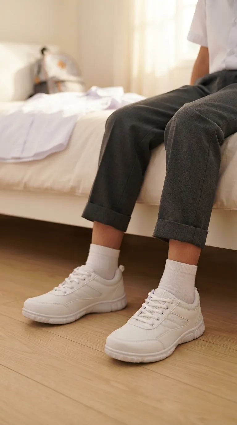Boys White Sports School Shoes SK1157