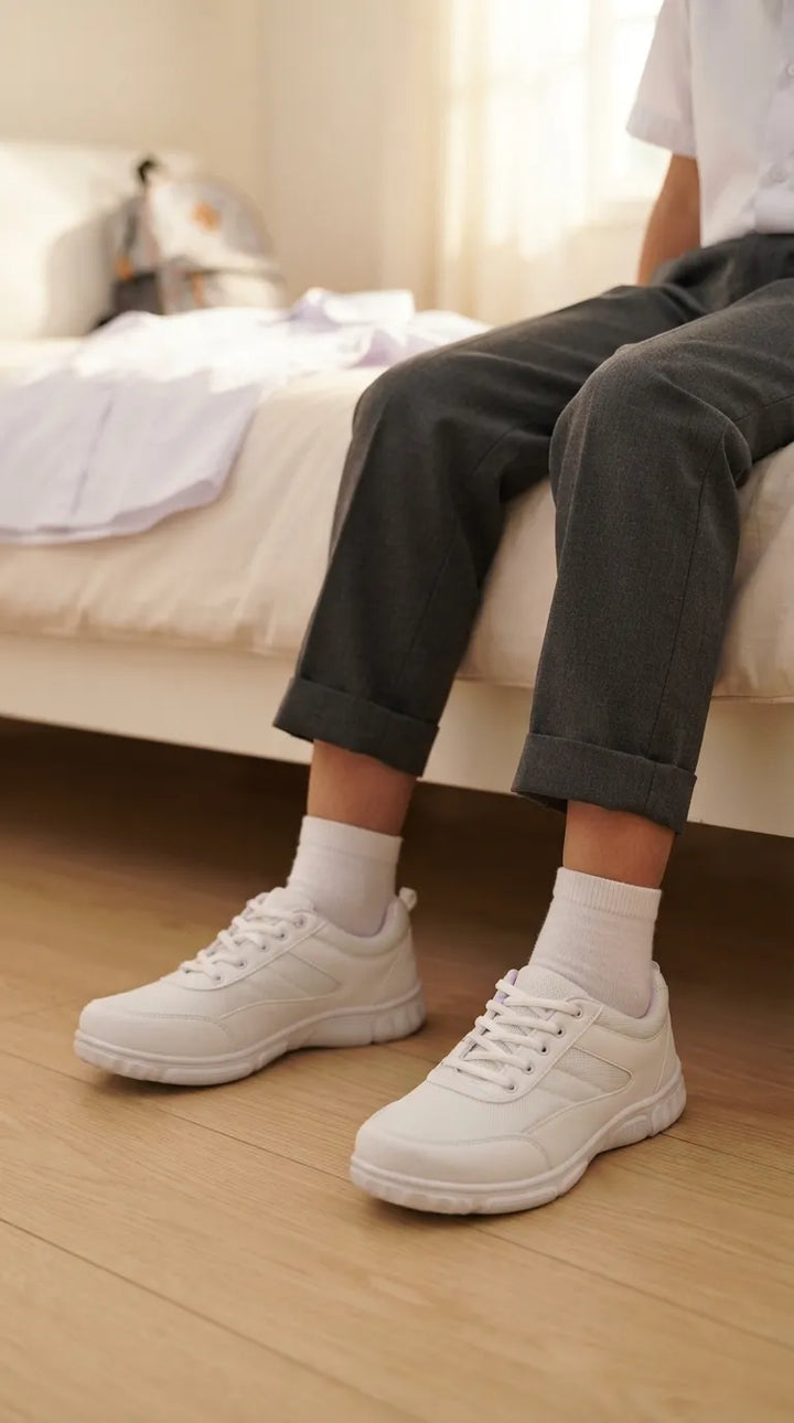 Boys White Sports School Shoes SK1157
