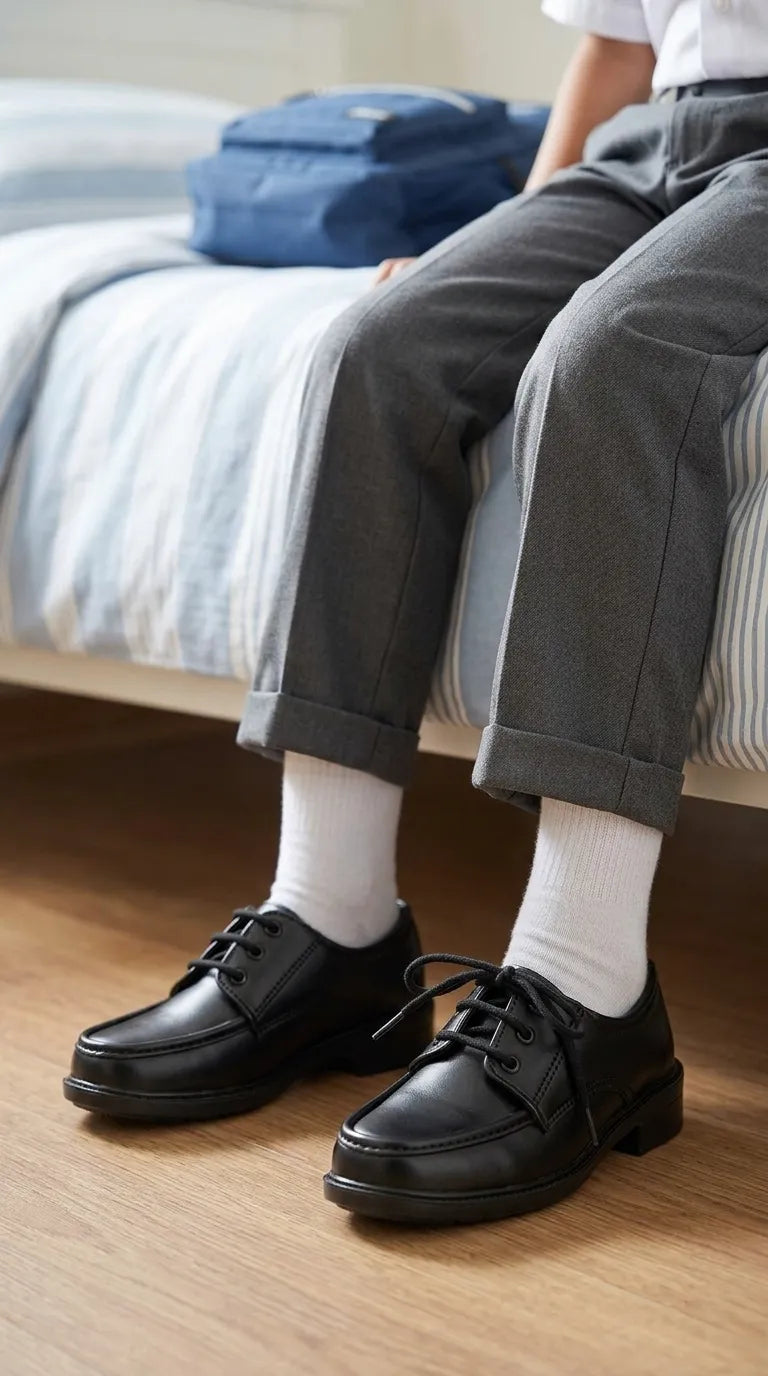 Boys Black Lace Up School Shoes SK1163