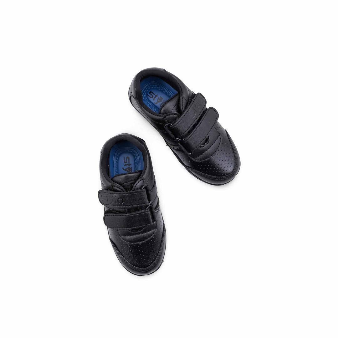 Boys Black Dual Strap School Shoes SK1166