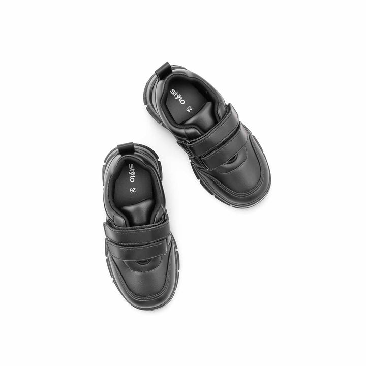 Boys Black Dual Strap School Shoes SK1171