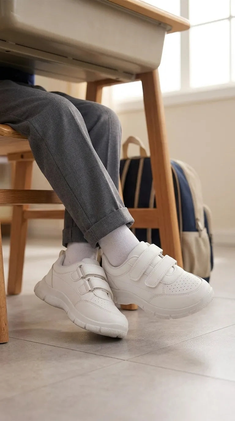 Boys White Sports School Shoes SK1171