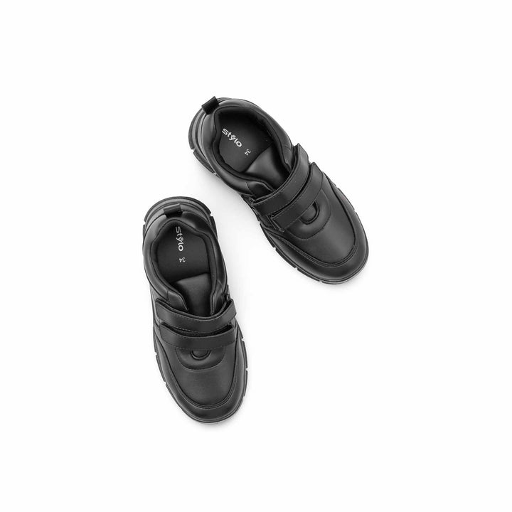 Boys Black Dual Strap School Shoes SK1172
