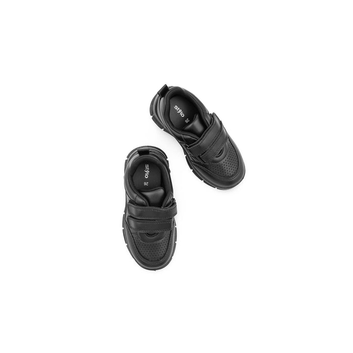 Boys Black Dual Strap School Shoes SK1173
