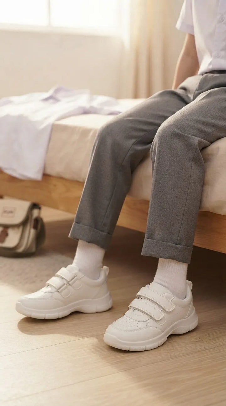 Boys White Sports School Shoes SK1173