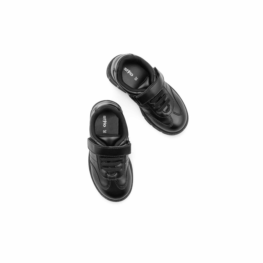 Boys Black Velcro Strap School Shoes SK1177