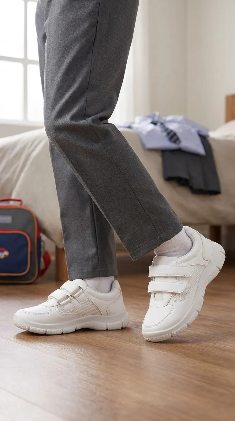 Boys White Sports School Shoes SK1181