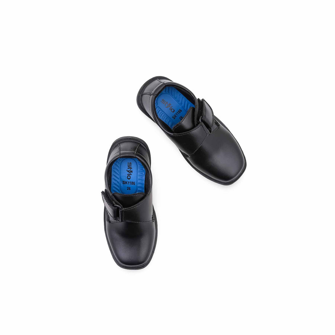 Boys Black Velcro Strap School Shoes SK1186