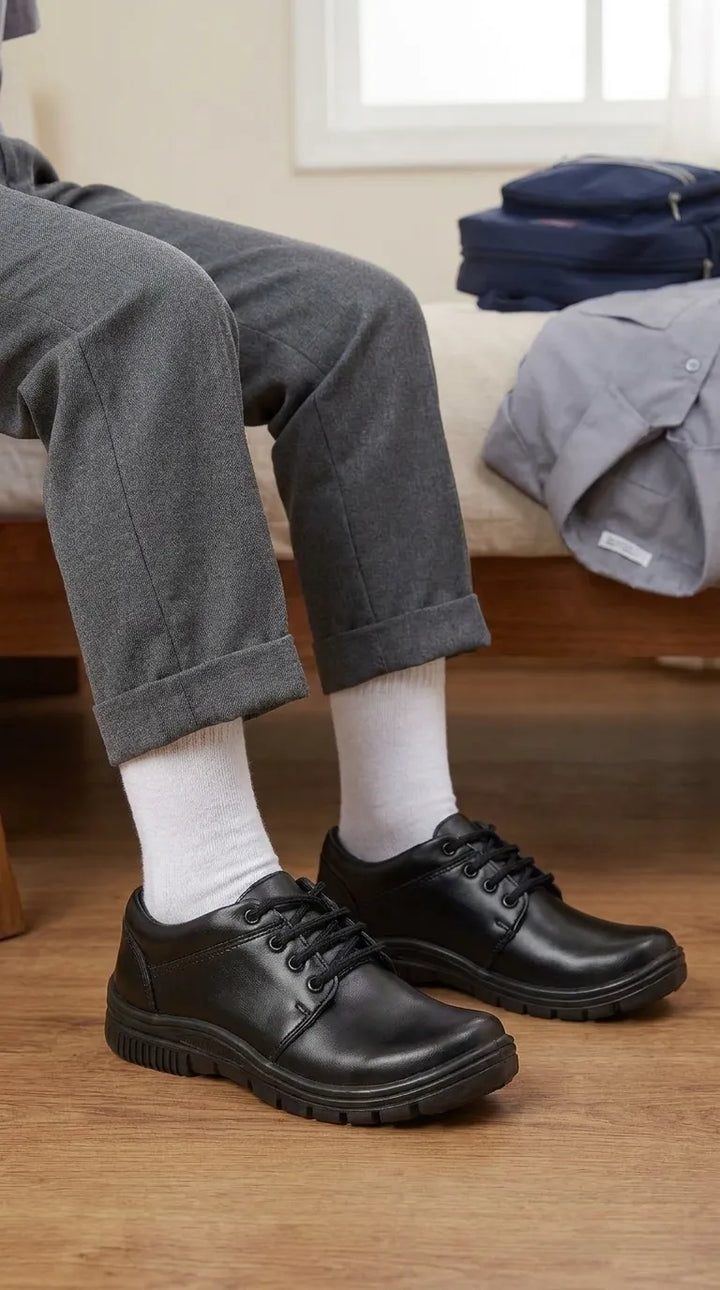 Boys Black Lace Up School Shoes SK1188