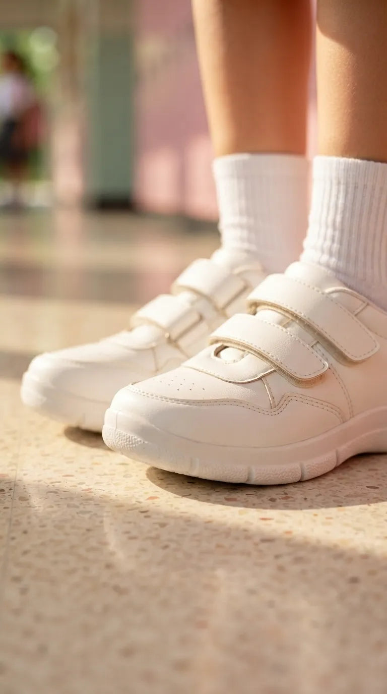 Girls White Sports School Shoes SK1191