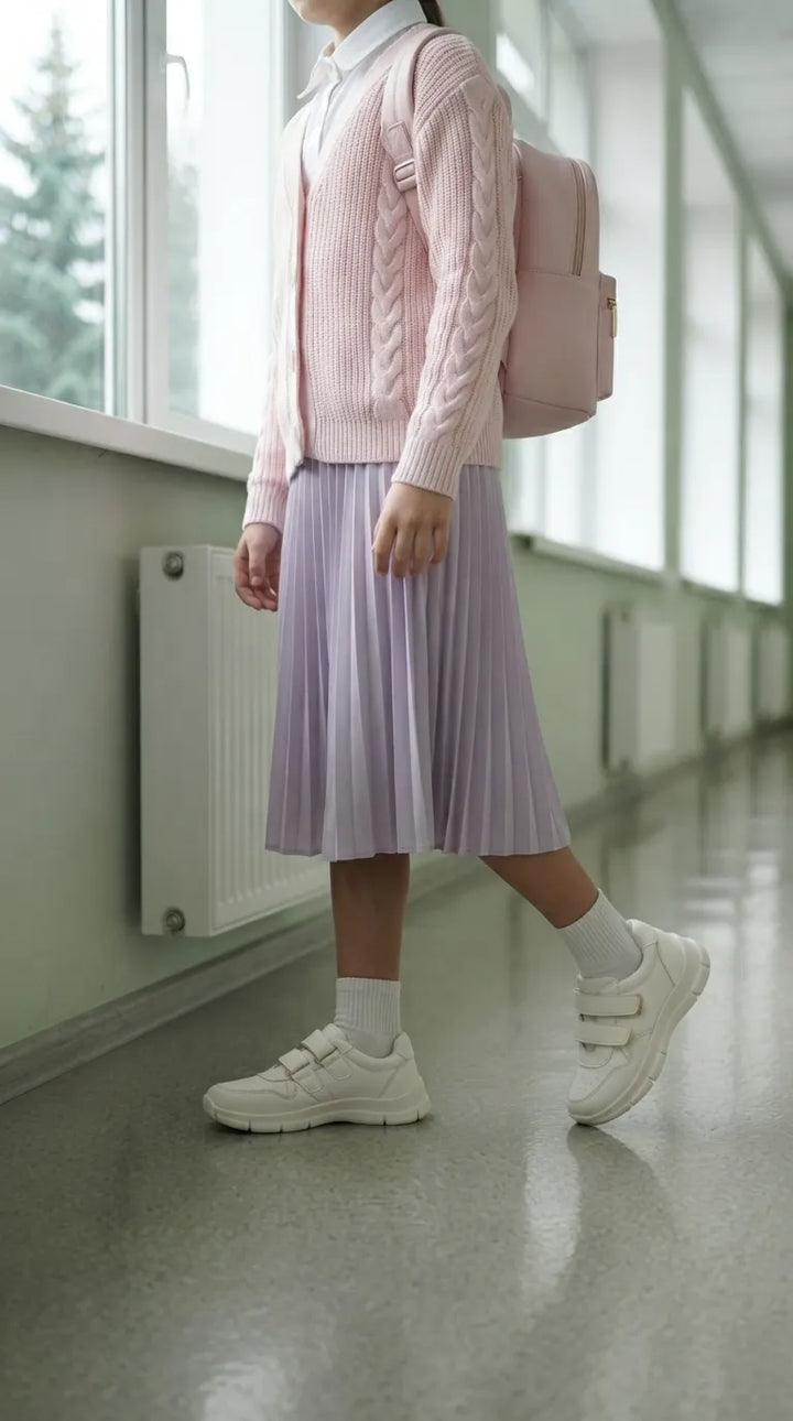 Girls White Sports School Shoes SK1192