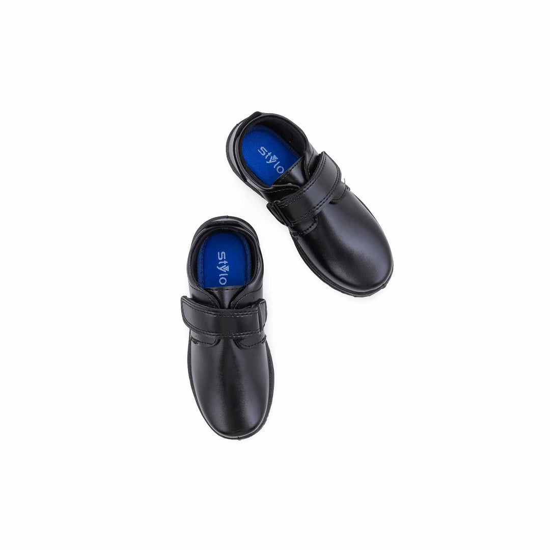 Boys Black Velcro Strap School Shoes SK1195