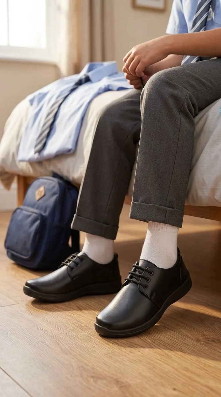 Boys Black Lace Up School Shoes SK1197