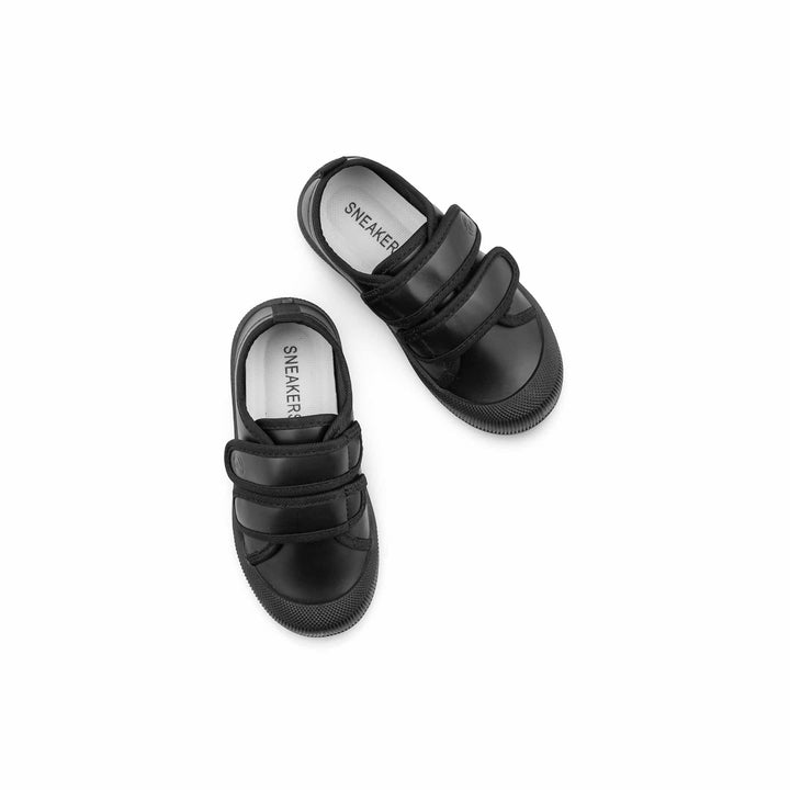 Boys Black Dual Strap School Shoes SK1201