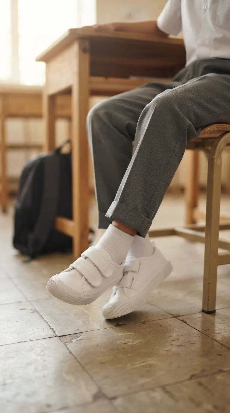 Boys White Sports School Shoes SK1201