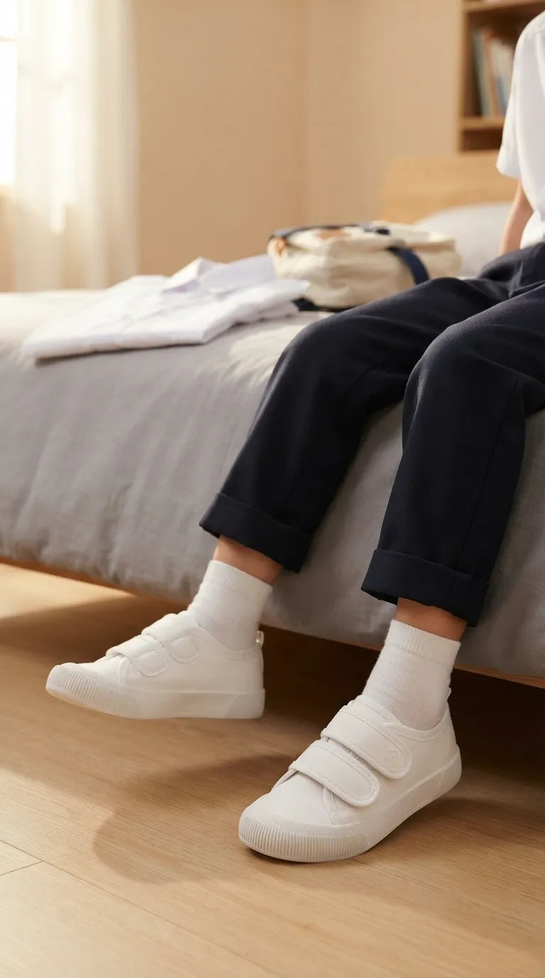 Boys White Sports School Shoes SK1202