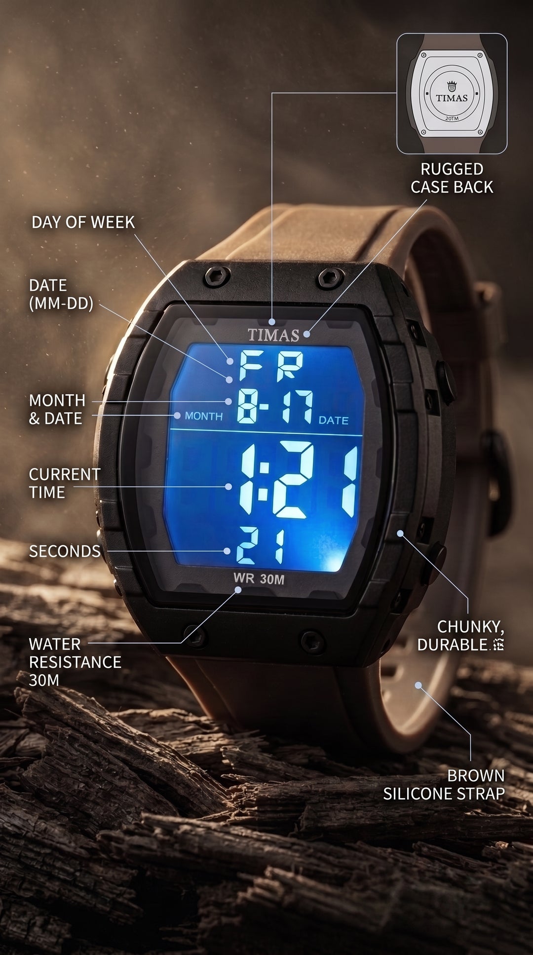Waterproof Sports Watch for Men with Free Box T3071102