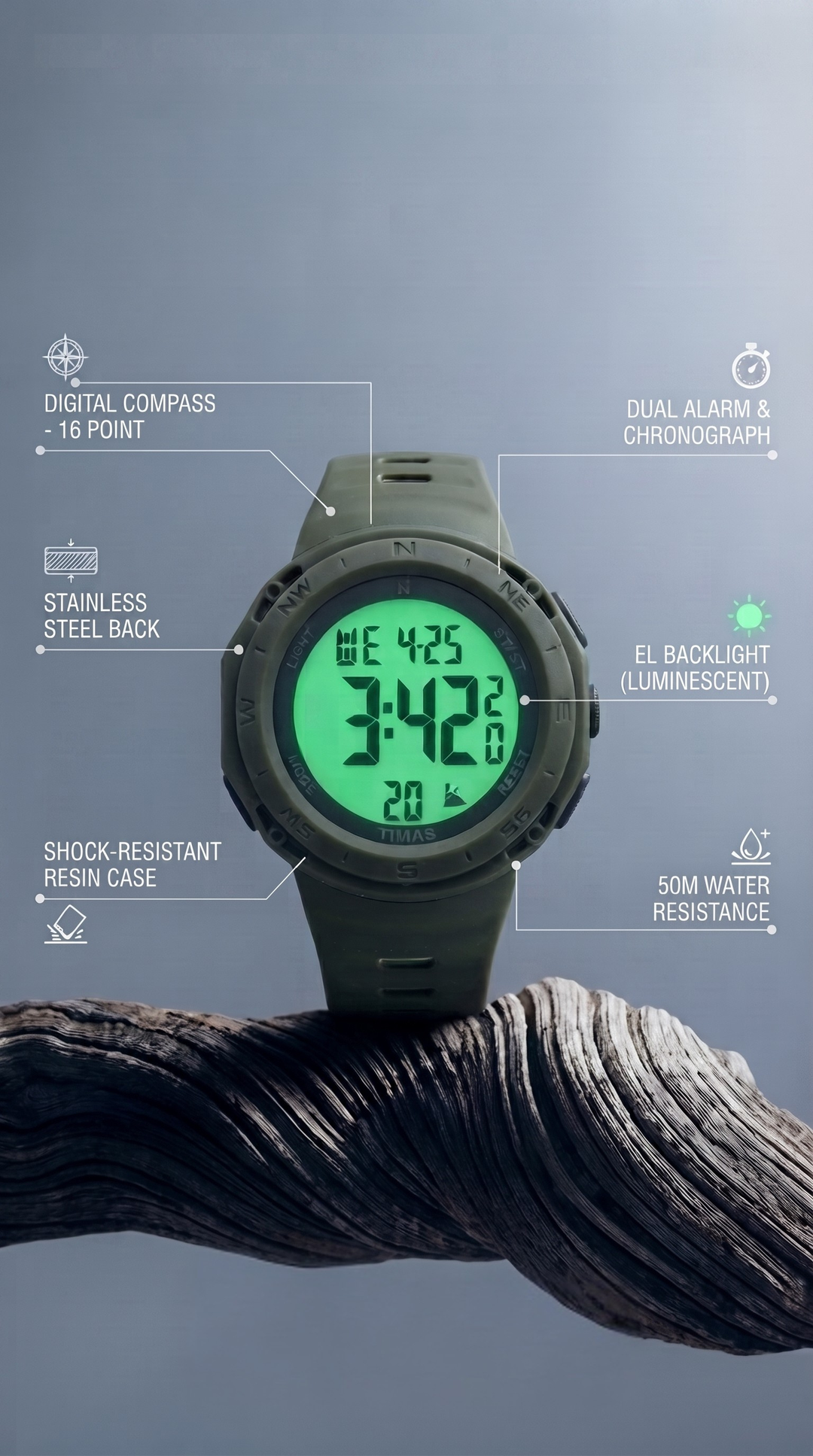 Waterproof Sports Watch for Men with Free Box T3071211