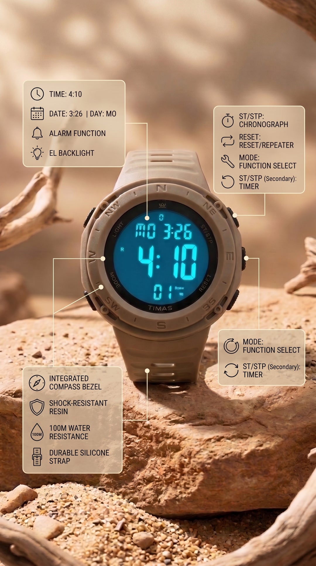 Waterproof Sports Watch for Men with Free Box T3071302