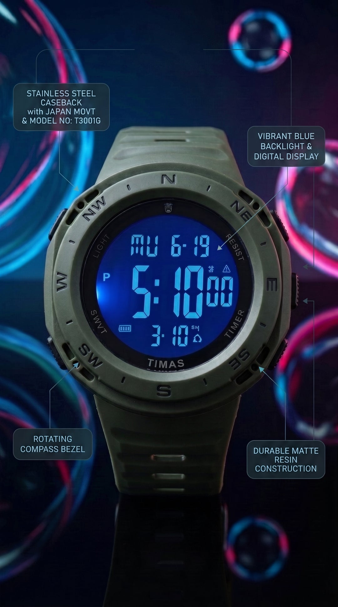 Waterproof Sports Watch for Men with Free Box T3071311