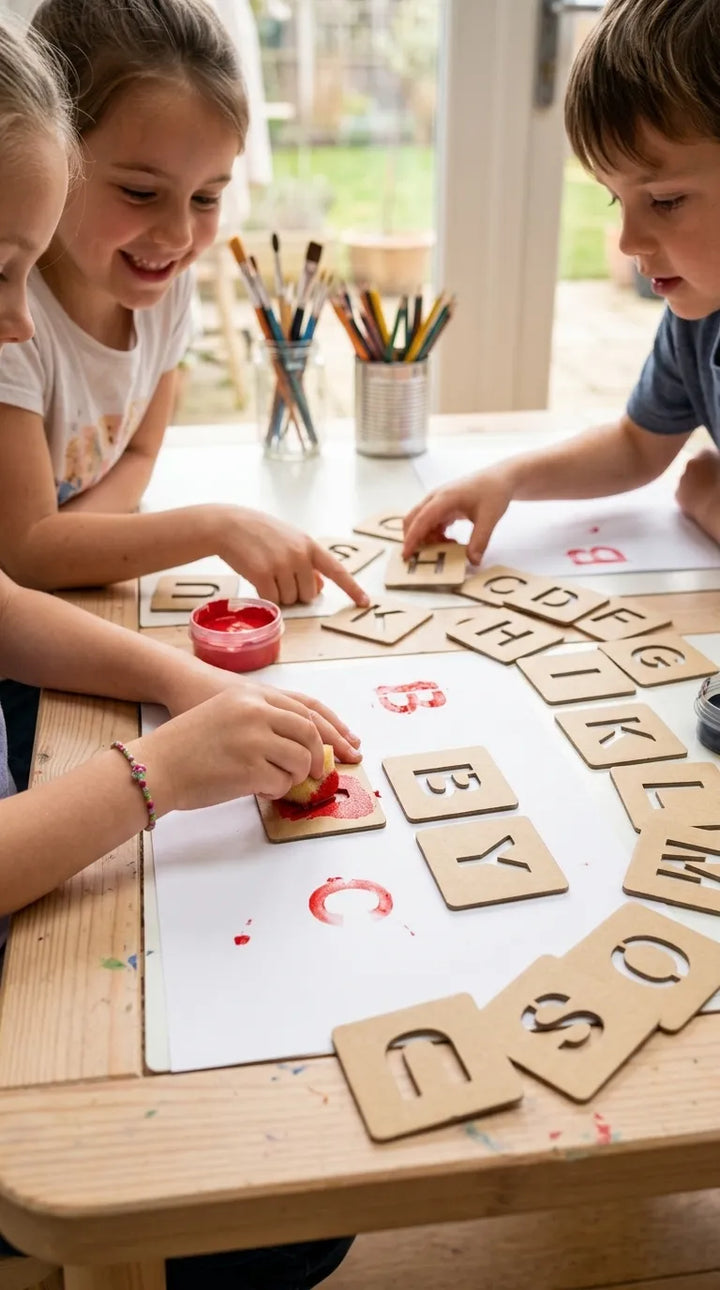 Kids Wooden Alphabet Coloring Blocks Stencils T7011262