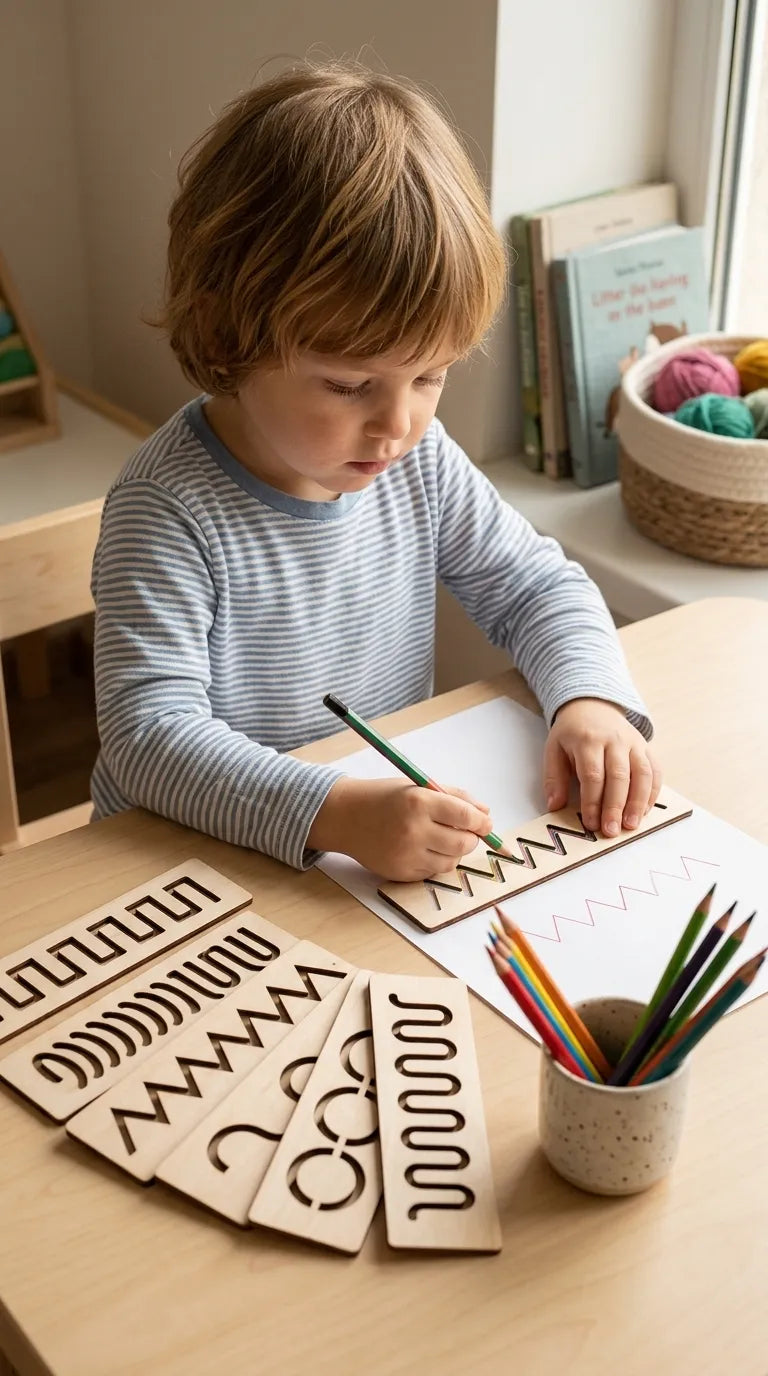 Kids Wooden Scale Writing Stencils For Writing Skills T7011362