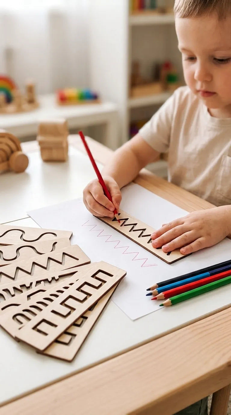 Kids Wooden Scale Writing Stencils For Writing Skills T7011362