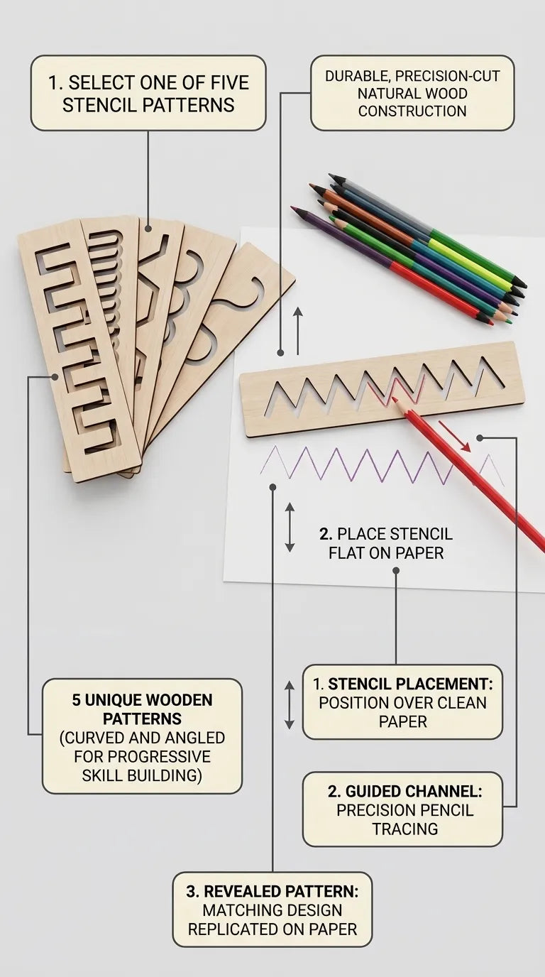 Kids Wooden Scale Writing Stencils For Writing Skills T7011362