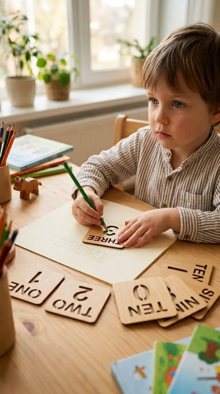 Kids Wooden Math Drawing Stencil T7011762
