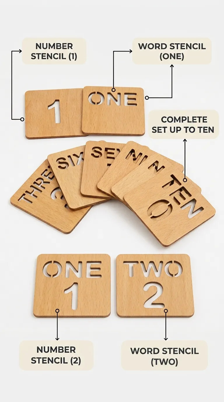 Kids Wooden Math Drawing Stencil T7011762